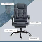 Chaise de bureau de massage vibrante 7 points avec soutien lombaire, repose-pieds, dossier inclinable, hauteur réglable