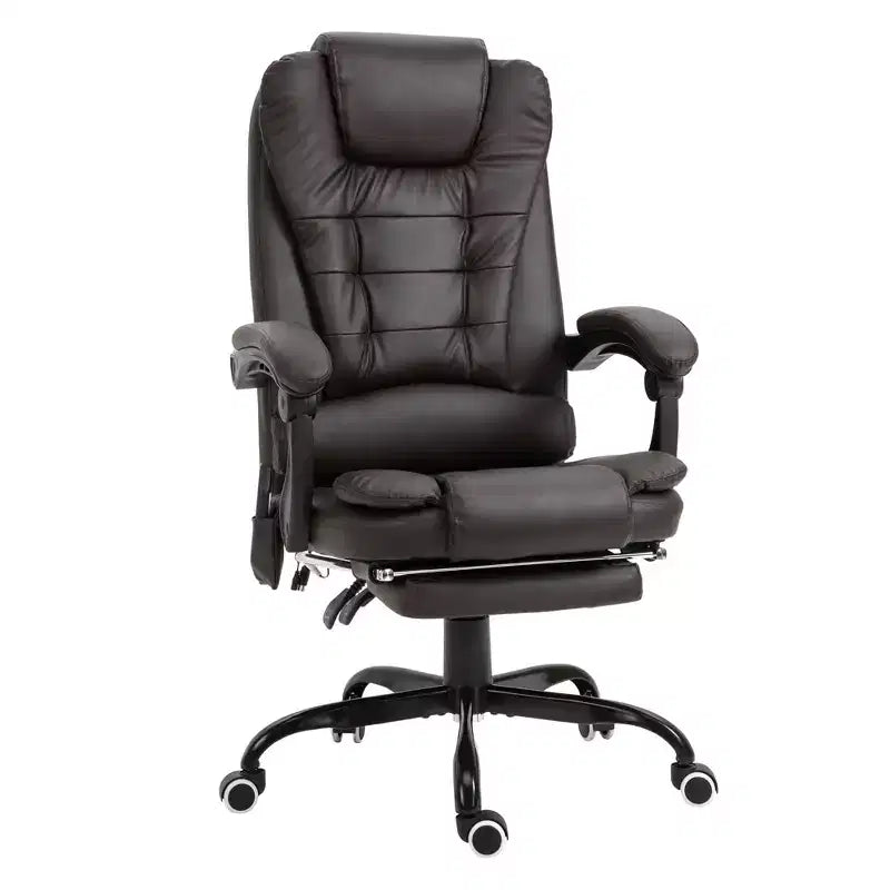 Chaise de bureau de massage vibrante 7 points avec soutien lombaire, repose-pieds, dossier inclinable, hauteur réglable