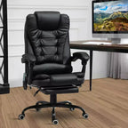 Chaise de bureau de massage vibrante 7 points avec soutien lombaire, repose-pieds, dossier inclinable, hauteur réglable