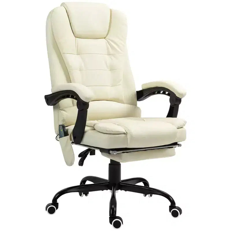 Chaise de bureau de massage vibrante 7 points avec soutien lombaire, repose-pieds, dossier inclinable, hauteur réglable