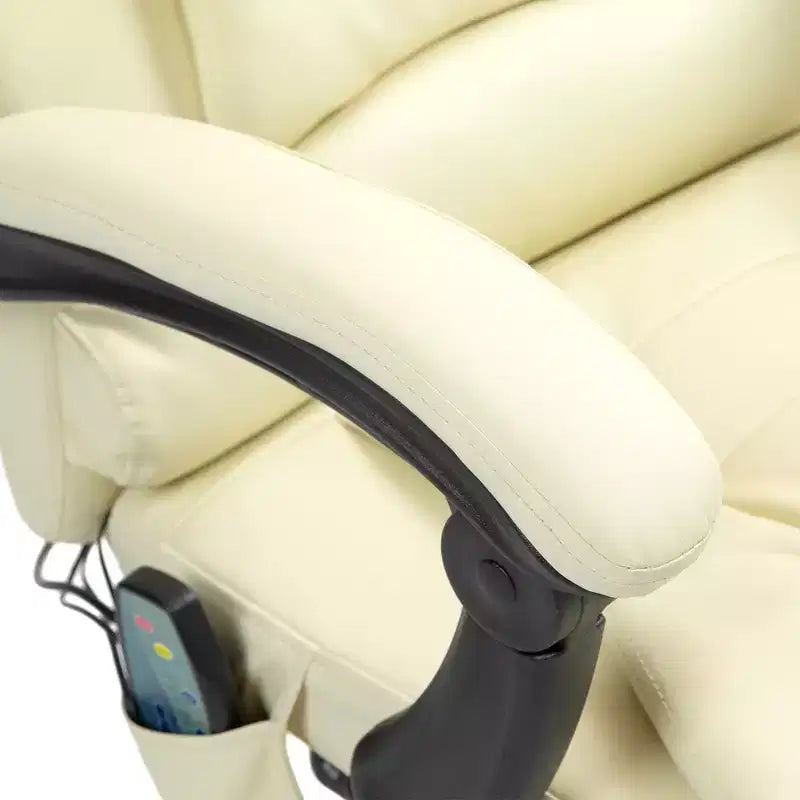 Chaise de bureau de massage vibrante 7 points avec soutien lombaire, repose-pieds, dossier inclinable, hauteur réglable