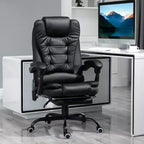 Chaise de bureau de massage vibrante 7 points avec soutien lombaire, repose-pieds, dossier inclinable, hauteur réglable