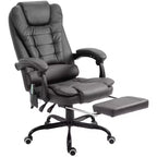 Chaise de bureau de massage vibrante 7 points avec soutien lombaire, repose-pieds, dossier inclinable, hauteur réglable