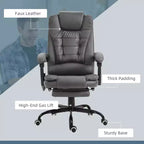 Chaise de bureau de massage vibrante 7 points avec soutien lombaire, repose-pieds, dossier inclinable, hauteur réglable