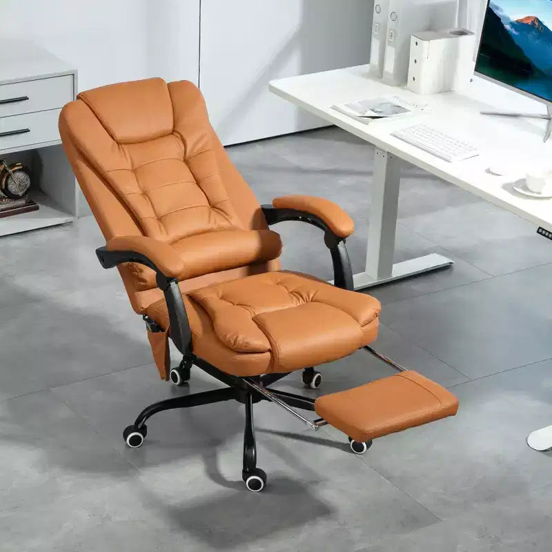 Chaise de bureau de massage vibrante 7 points avec soutien lombaire, repose-pieds, dossier inclinable, hauteur réglable