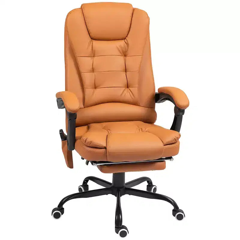 Chaise de bureau de massage vibrante 7 points avec soutien lombaire, repose-pieds, dossier inclinable, hauteur réglable