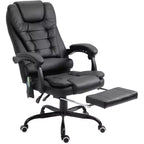 Chaise de bureau de massage vibrante 7 points avec soutien lombaire, repose-pieds, dossier inclinable, hauteur réglable