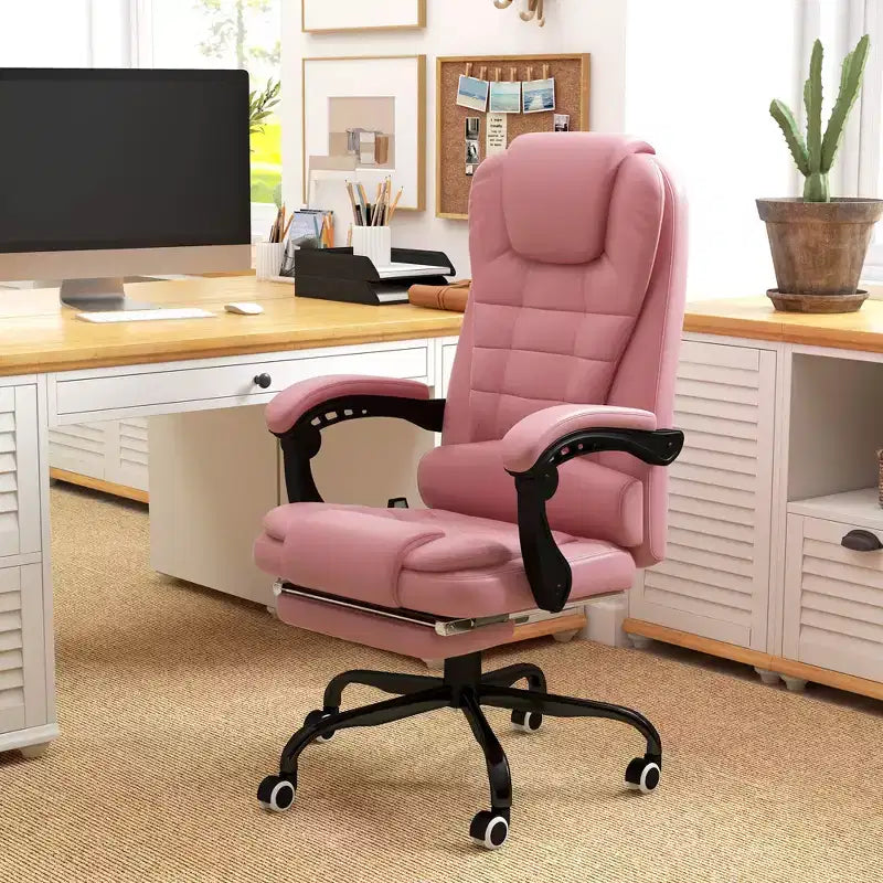 Chaise de bureau de massage vibrante 7 points avec soutien lombaire, repose-pieds, dossier inclinable, hauteur réglable