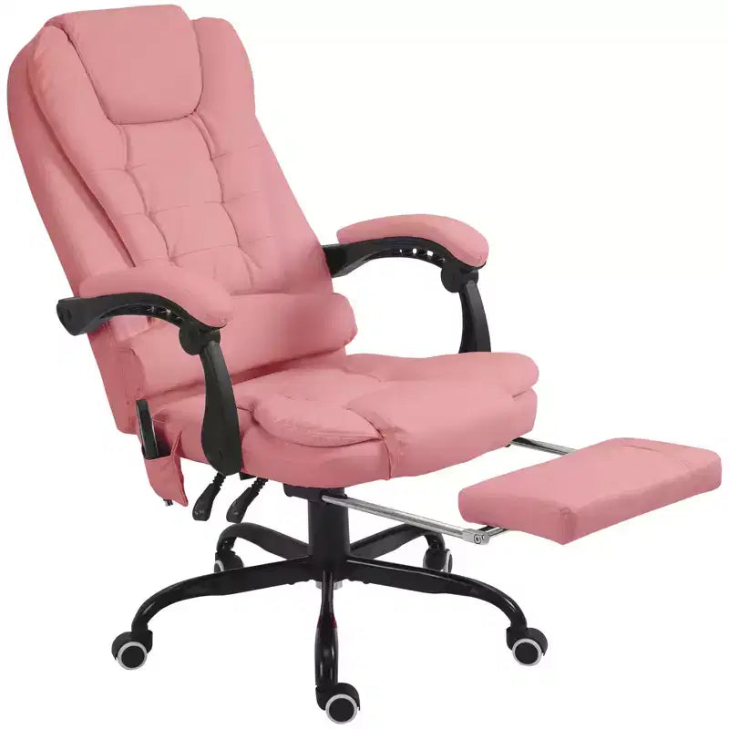 Chaise de bureau de massage vibrante 7 points avec soutien lombaire, repose-pieds, dossier inclinable, hauteur réglable