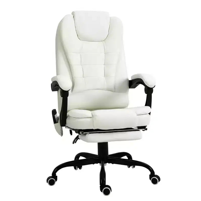 Chaise de bureau de massage vibrante 7 points avec soutien lombaire, repose-pieds, dossier inclinable, hauteur réglable