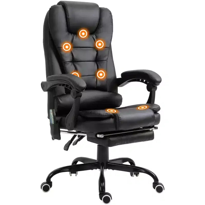 Vinsetto 7-Point Vibrating Massage Office Chair Computer Chair with Lumbar Support, Footrest, Reclining Back, Adjustable Height