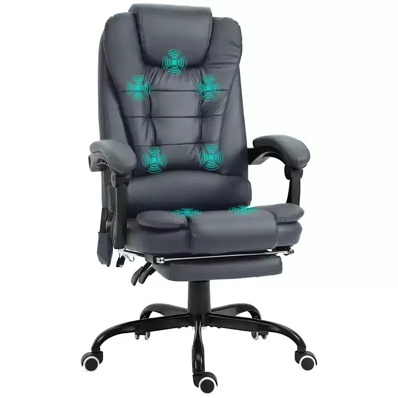 7-Point Vibrating Massage Office Chair with Lumbar Support, Footrest, Reclining Back, Adjustable Height