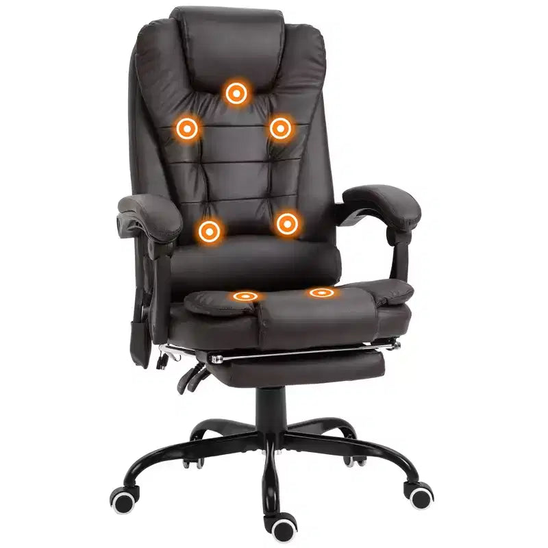 7-Point Vibrating Massage Office Chair with Lumbar Support, Footrest, Reclining Back, Adjustable Height