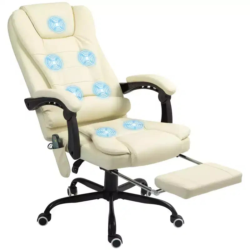 7-Point Vibrating Massage Office Chair with Lumbar Support, Footrest, Reclining Back, Adjustable Height