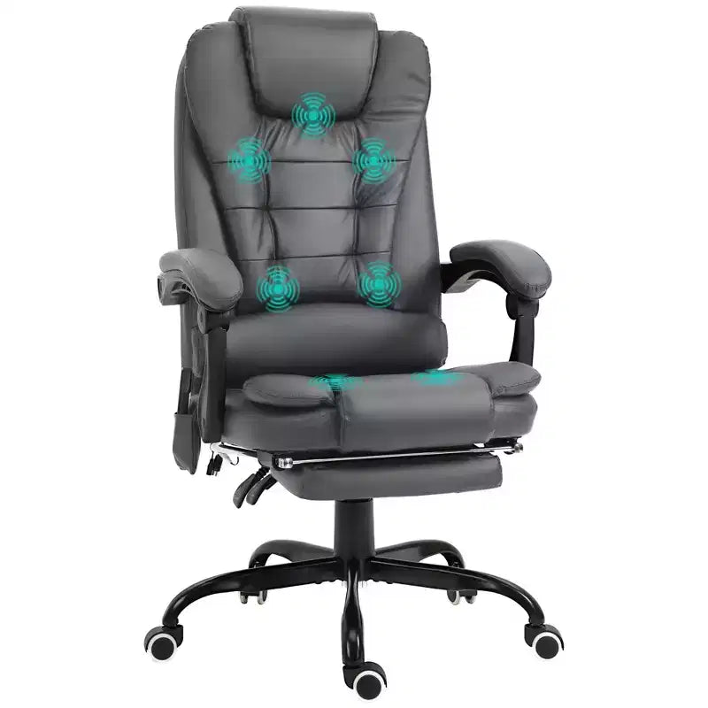 7-Point Vibrating Massage Office Chair with Lumbar Support, Footrest, Reclining Back, Adjustable Height