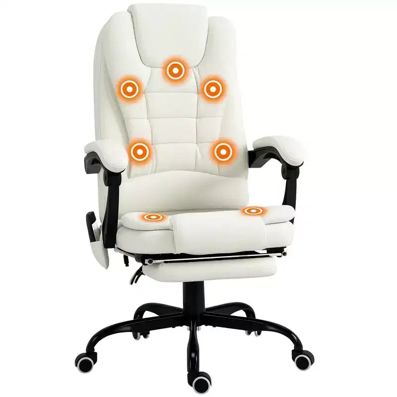 7-Point Vibrating Massage Office Chair with Lumbar Support, Footrest, Reclining Back, Adjustable Height