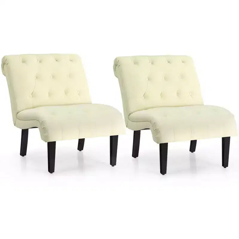 Costway Set of 2 Armless Accent Chair Upholstered Tufted Lounge Chair