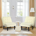 Set of 2 Armless Accent Chair, Upholstered Tufted Lounge Chair