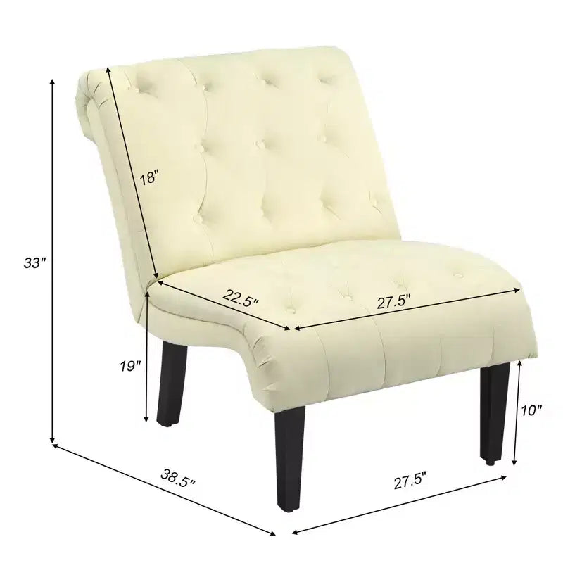 Set of 2 Armless Accent Chair, Upholstered Tufted Lounge Chair