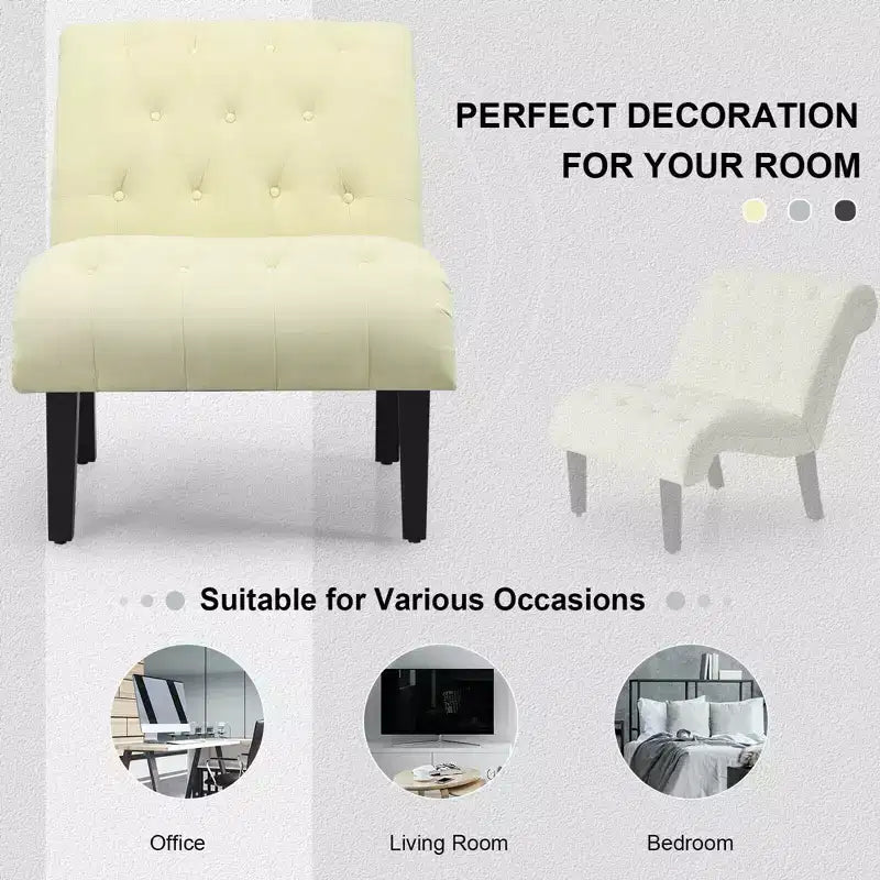 Set of 2 Armless Accent Chair, Upholstered Tufted Lounge Chair
