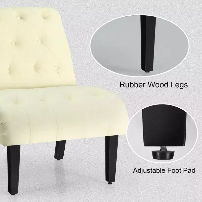 Set of 2 Armless Accent Chair, Upholstered Tufted Lounge Chair