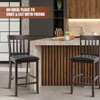 Lot de 2 tabourets de bar Costway, hauteur comptoir avec assise en cuir PU - Expresso