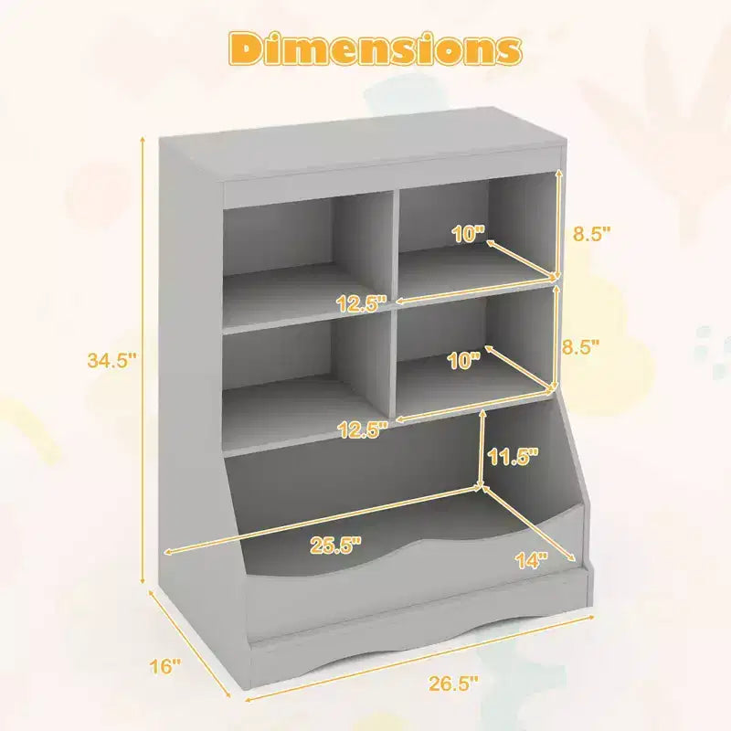Costway Étagère multifonctionnelle à 3 niveaux pour enfants, bac de rangement pour jouets, meuble de sol gris/blanc/naturel