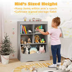 Costway Étagère multifonctionnelle à 3 niveaux pour enfants, bac de rangement pour jouets, meuble de sol gris/blanc/naturel