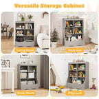 Costway Étagère multifonctionnelle à 3 niveaux pour enfants, bac de rangement pour jouets, meuble de sol gris/blanc/naturel