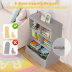 Costway Étagère multifonctionnelle à 3 niveaux pour enfants, bac de rangement pour jouets, meuble de sol gris/blanc/naturel