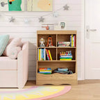 Costway Étagère multifonctionnelle à 3 niveaux pour enfants, bac de rangement pour jouets, meuble de sol gris/blanc/naturel