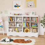 Costway Étagère multifonctionnelle à 3 niveaux pour enfants, bac de rangement pour jouets, meuble de sol gris/blanc/naturel