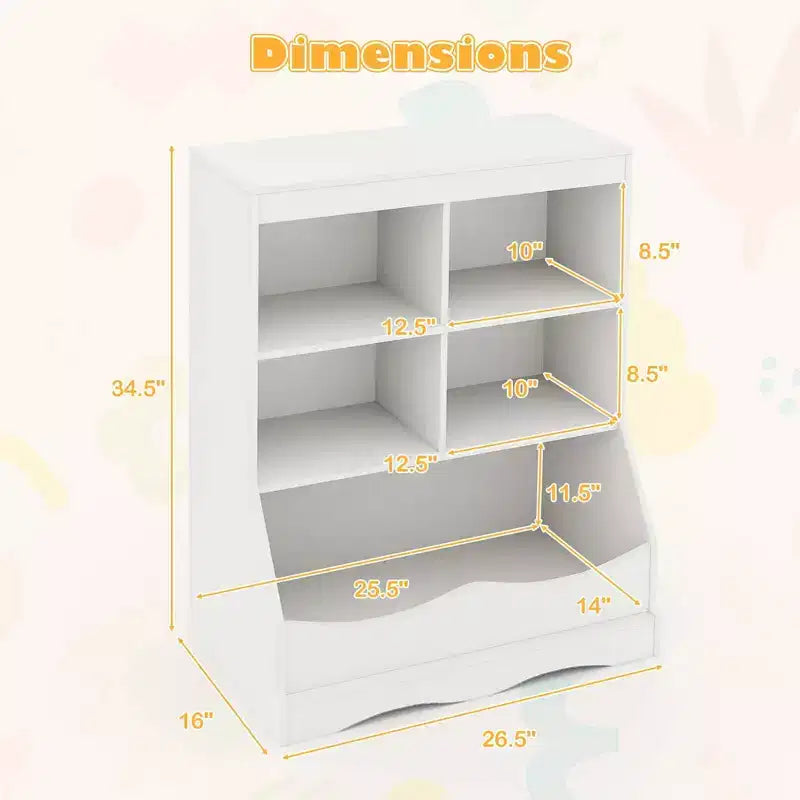 Costway Étagère multifonctionnelle à 3 niveaux pour enfants, bac de rangement pour jouets, meuble de sol gris/blanc/naturel