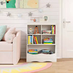 Costway Étagère multifonctionnelle à 3 niveaux pour enfants, bac de rangement pour jouets, meuble de sol gris/blanc/naturel