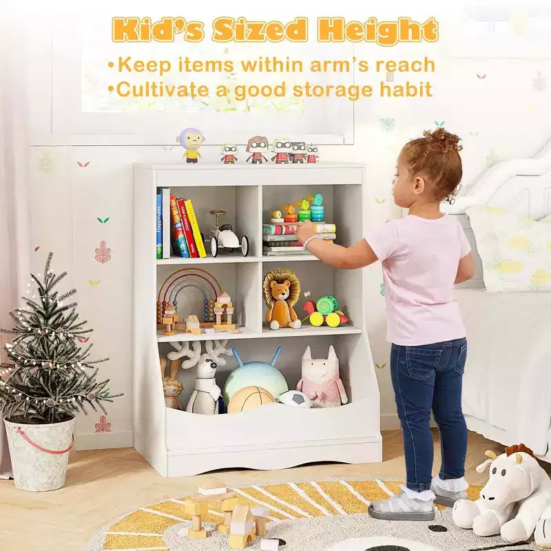 Costway Étagère multifonctionnelle à 3 niveaux pour enfants, bac de rangement pour jouets, meuble de sol gris/blanc/naturel