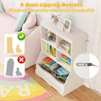 Costway Étagère multifonctionnelle à 3 niveaux pour enfants, bac de rangement pour jouets, meuble de sol gris/blanc/naturel