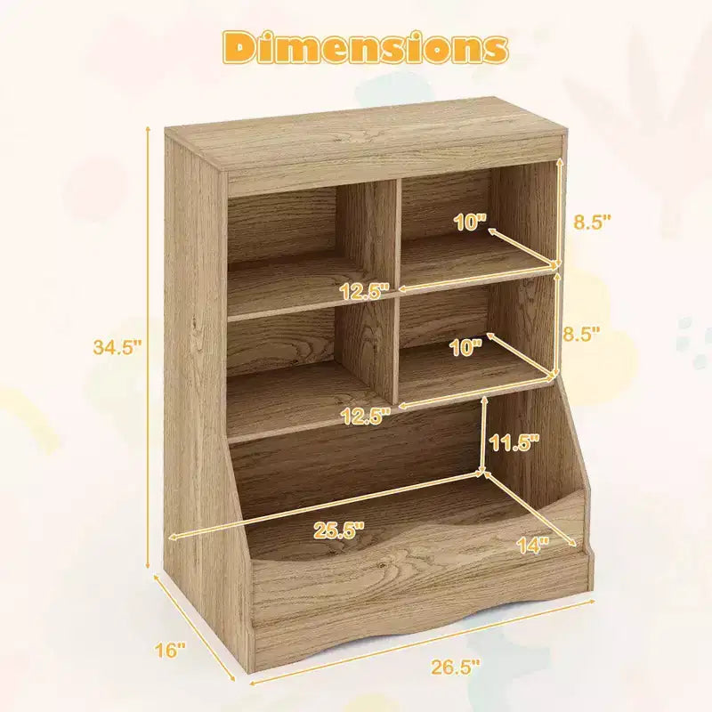 Costway Étagère multifonctionnelle à 3 niveaux pour enfants, bac de rangement pour jouets, meuble de sol gris/blanc/naturel