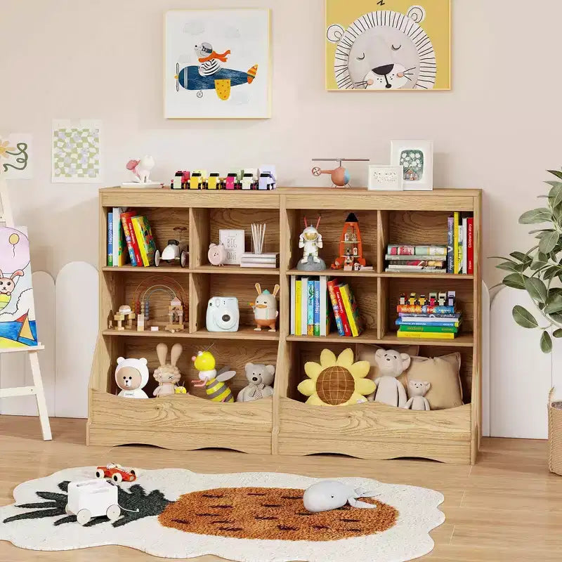 Costway Étagère multifonctionnelle à 3 niveaux pour enfants, bac de rangement pour jouets, meuble de sol gris/blanc/naturel
