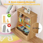 Costway Étagère multifonctionnelle à 3 niveaux pour enfants, bac de rangement pour jouets, meuble de sol gris/blanc/naturel