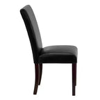 Lot de 4 chaises Parson à dossier panneau en similicuir noir Merrick Lane pour cuisine, salle à manger et plus encore