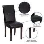 Lot de 4 chaises Parson à dossier panneau en similicuir noir Merrick Lane pour cuisine, salle à manger et plus encore