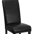 Lot de 4 chaises Parson à dossier panneau en similicuir noir Merrick Lane pour cuisine, salle à manger et plus encore
