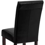Lot de 4 chaises Parson à dossier panneau en similicuir noir Merrick Lane pour cuisine, salle à manger et plus encore