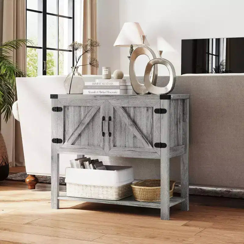 HOMCOM Buffet autoportant 2 portes avec étagère inférieure, table console d'entrée