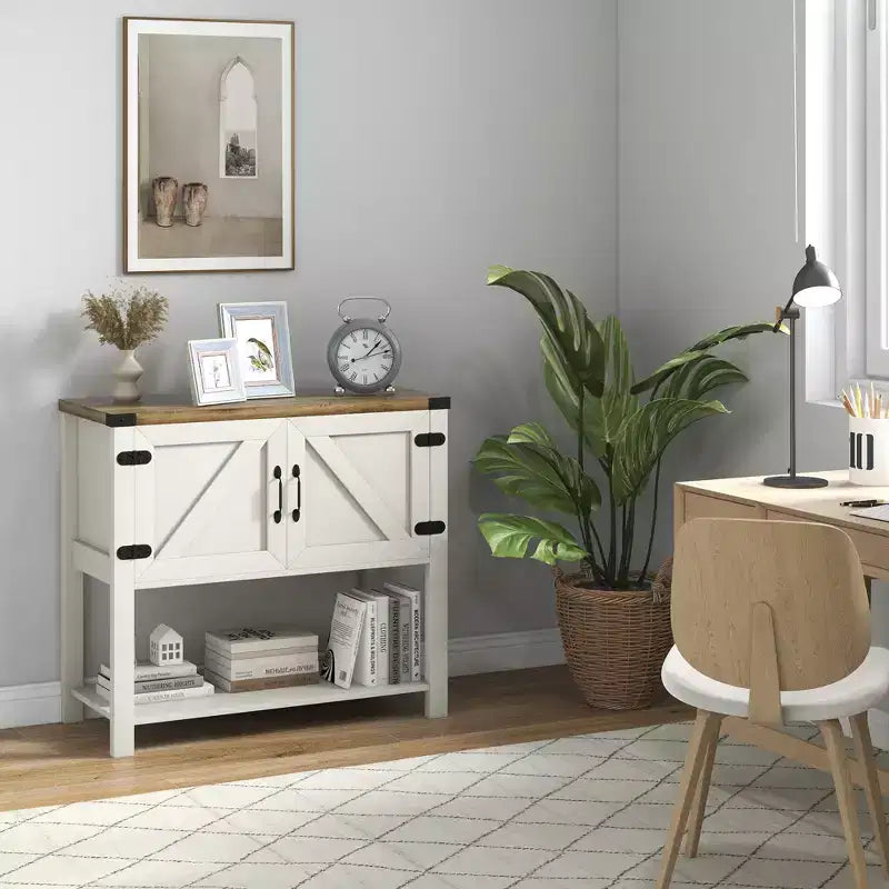 HOMCOM Buffet autoportant 2 portes avec étagère inférieure, table console d'entrée