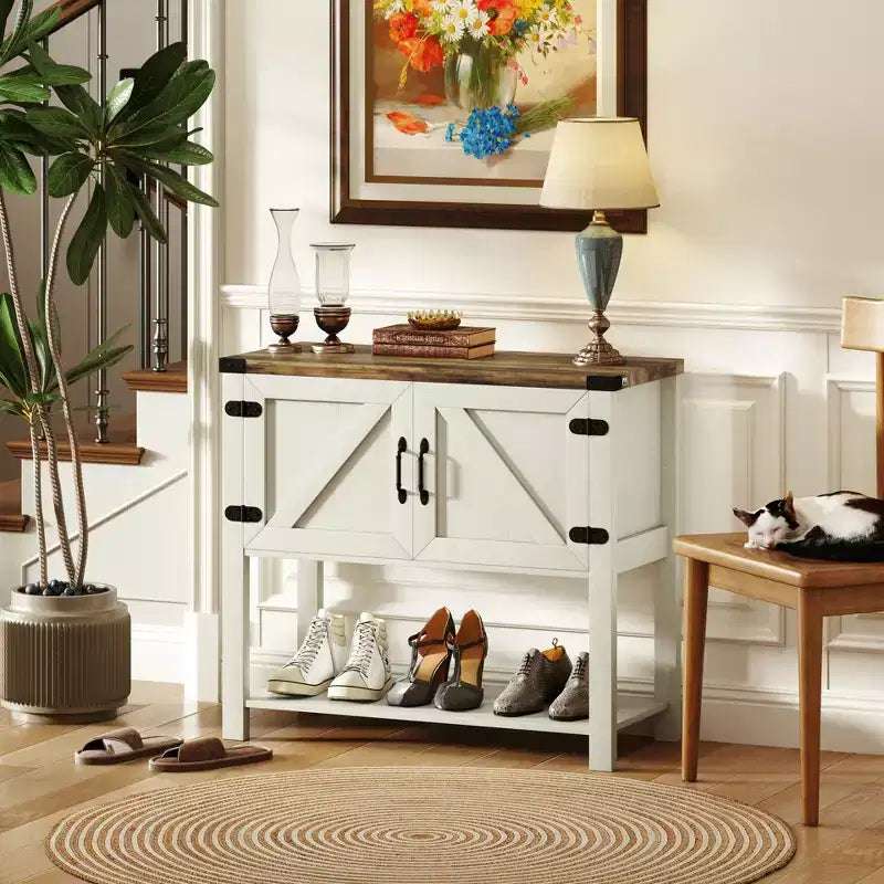 HOMCOM Buffet autoportant 2 portes avec étagère inférieure, table console d'entrée