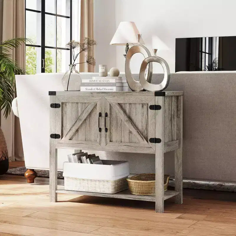 HOMCOM Buffet autoportant 2 portes avec étagère inférieure, table console d'entrée