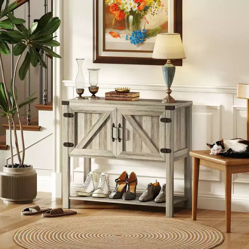 HOMCOM Buffet autoportant 2 portes avec étagère inférieure, table console d'entrée