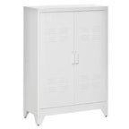 HOMCOM Industrial Style Steel Storage Cabinet, Metal Storage Organizer with 2-Tier Adjustable Shelves for Living Room or Home Office
