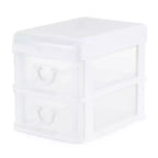 Gracious Living Clear Mini 2 Drawer Desk and Office Organizer with Flip Top Storage for Cosmetics, Arts, Crafts, and Stationery Items